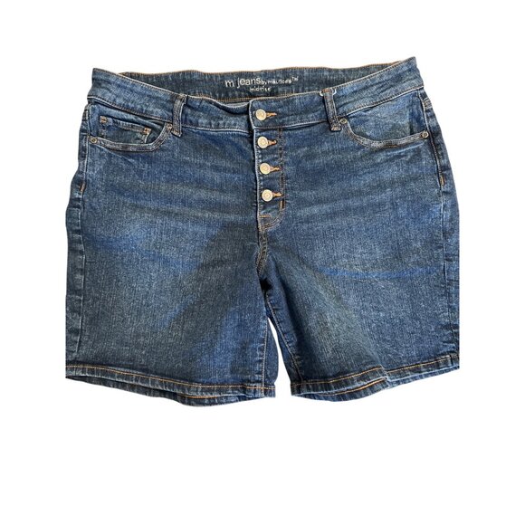 Women's blue denim shorts Maurices size 18W button fly mid rise - Picture 1 of 6